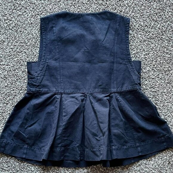 NWT Navy Blue Toast Cotton Linen Dress, Womens 12 Ruffled Dress - Picture 4 of 7